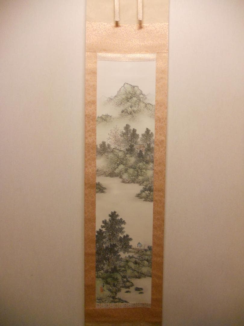 掛け軸 墨泉 清渓雅趣図 絹本 希少 軸装 茶道具 掛軸 美品 です。