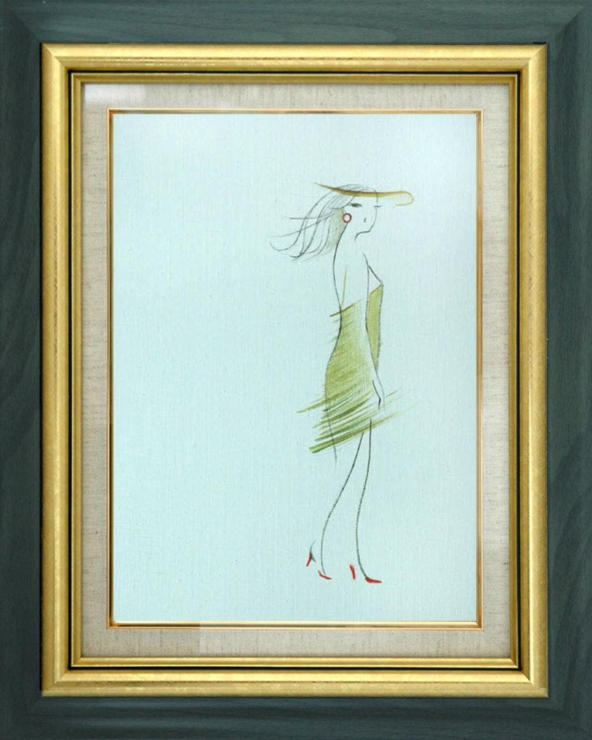油絵 菅家令子 絵 絵画 インテリア 額付(黒) F4-080314 人物 女性