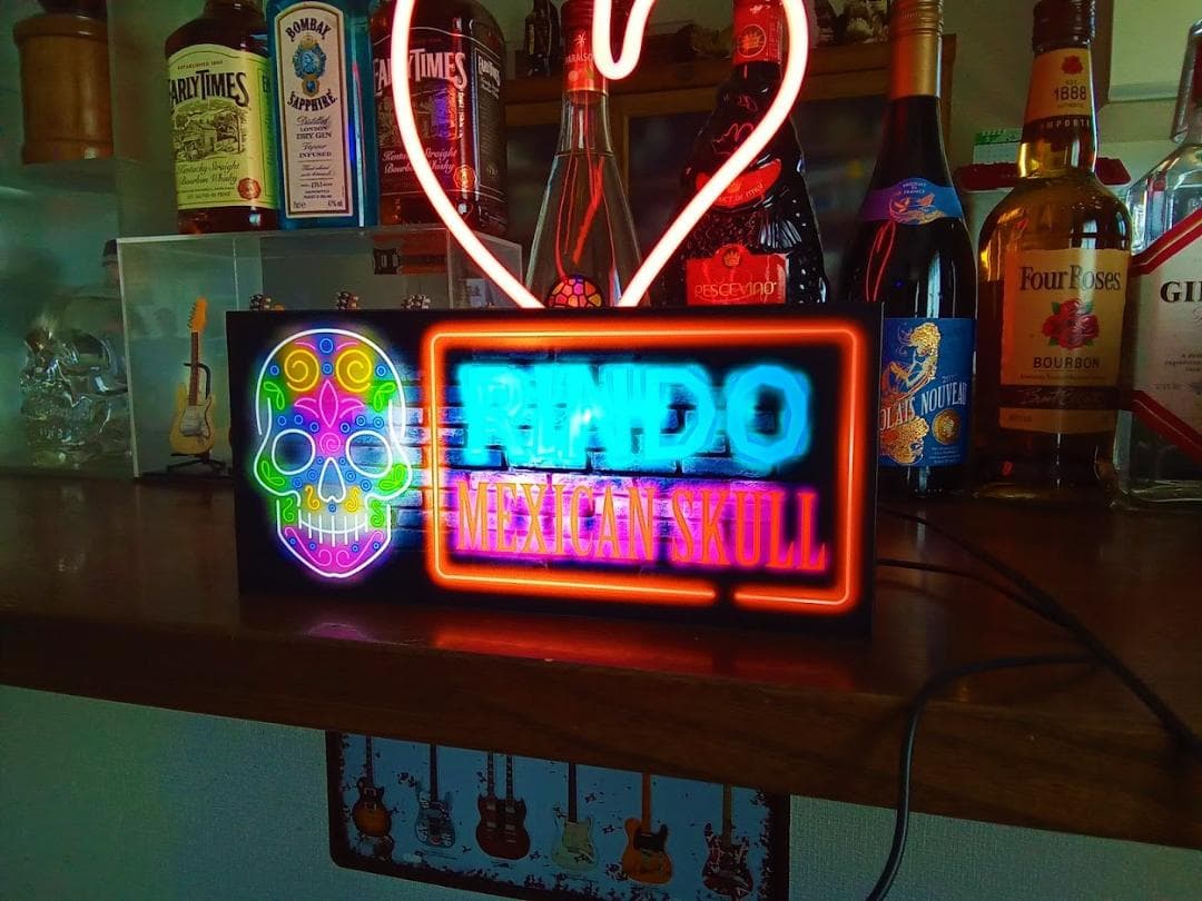 メキシコ メキシカンスカル サイン 看板 置物 雑貨 LED2wayライトBOX