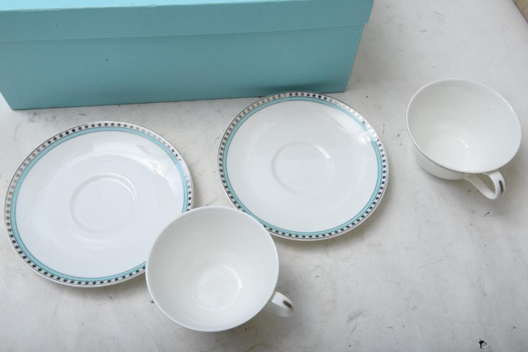 新品未使用 ティファニー Tiffany プラチナブルーバンド カップソーサー