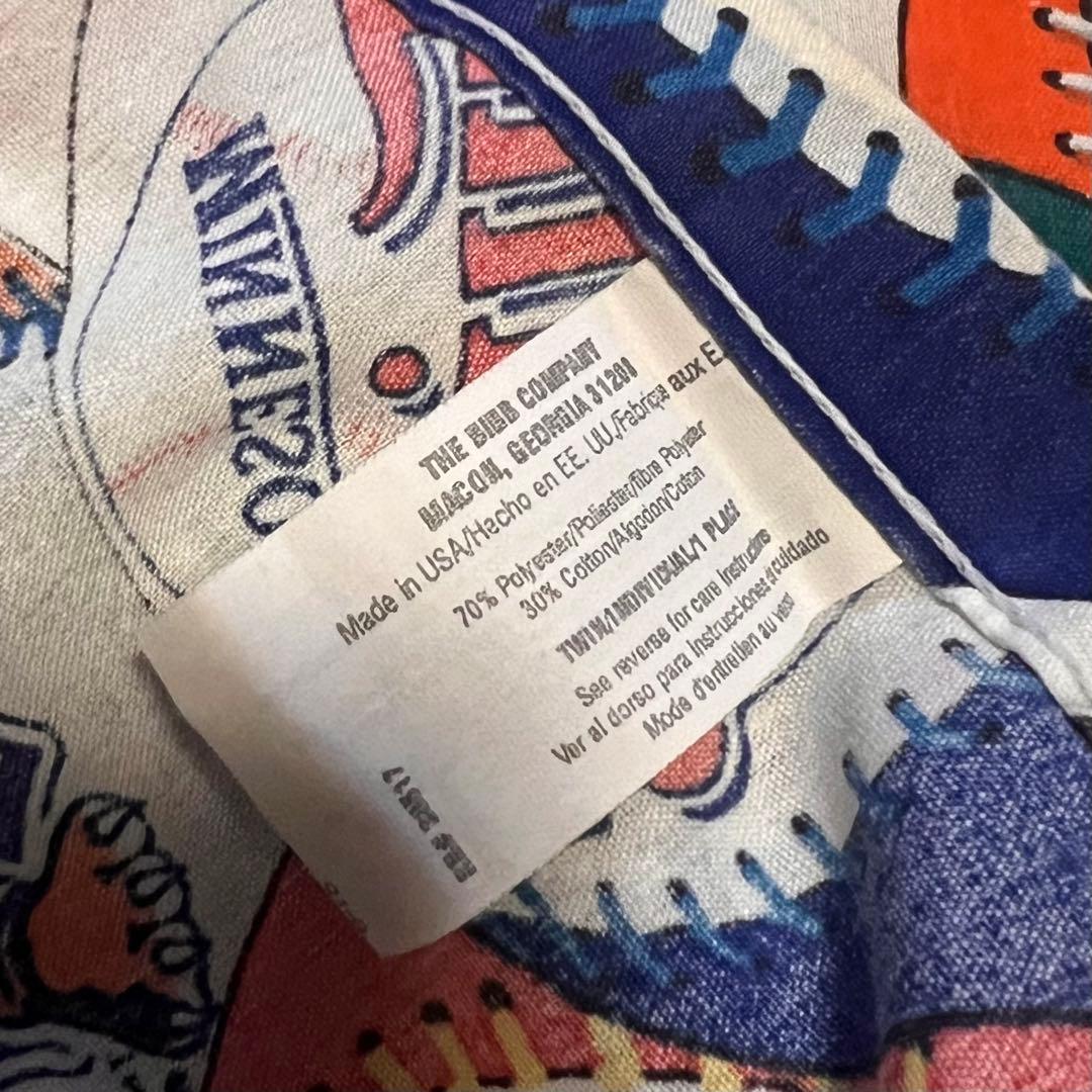 【MLB 1994公式】ヴィンテージ ベースボール 総柄 フラットシーツ