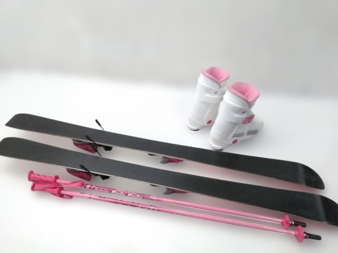 ジュニアスキー4点セット 女の子 カザマ 120cm ビッグホーン24cmピンク