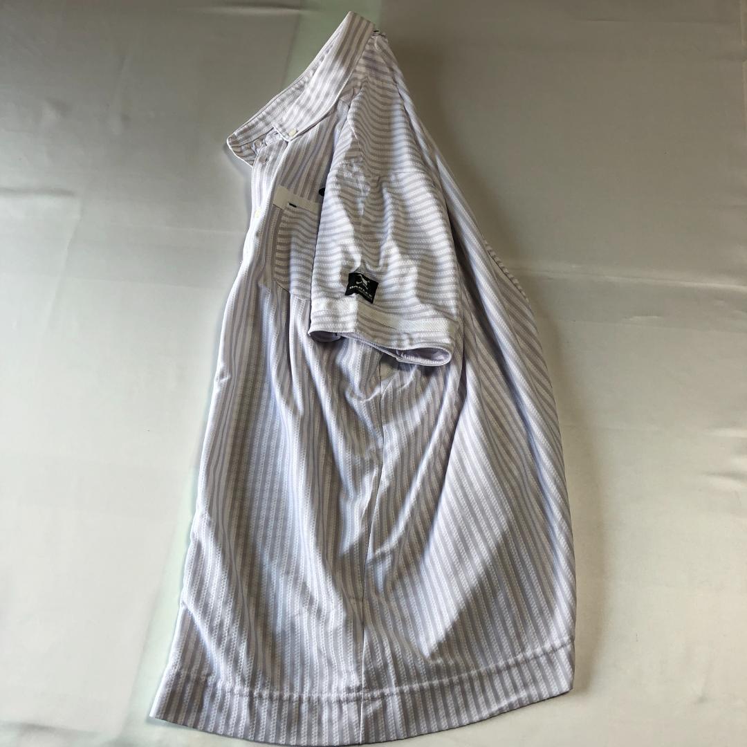 未使用級　オークリー　XL 半袖 ポロシャツ ボタンダウン　ストライプ　刺繍ロゴ