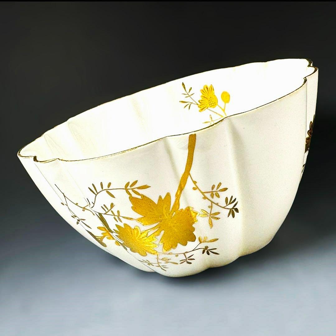■19世紀 英国 フォリー(ワイルマン シェリー)金彩 菊花装飾 シュガーボウル