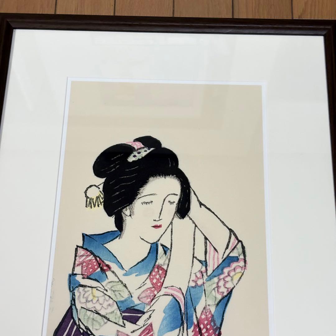 龍峡小唄 竹久夢二 版画 限定 250 額装
