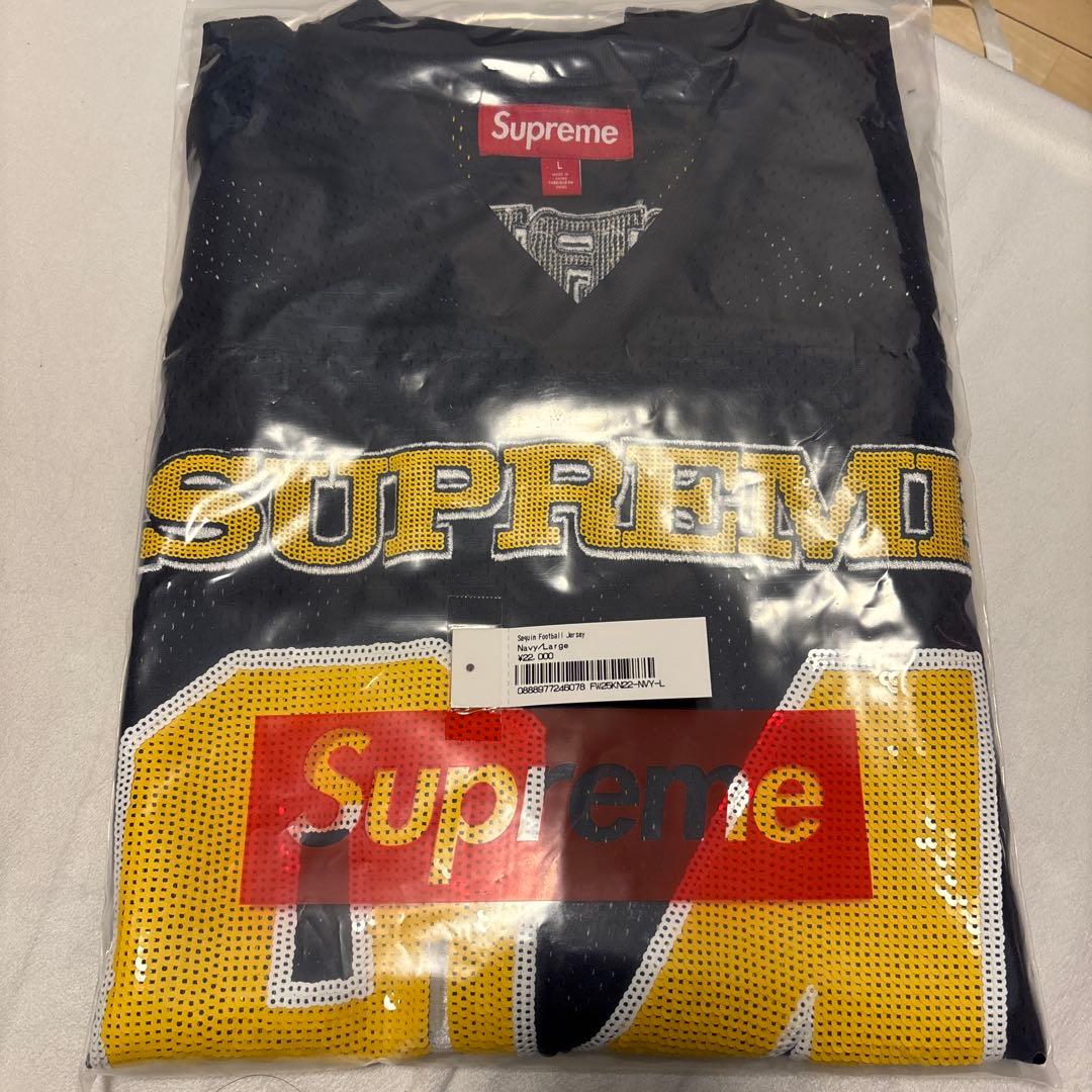 新品Supreme Sequin Football Jersey ネイビー