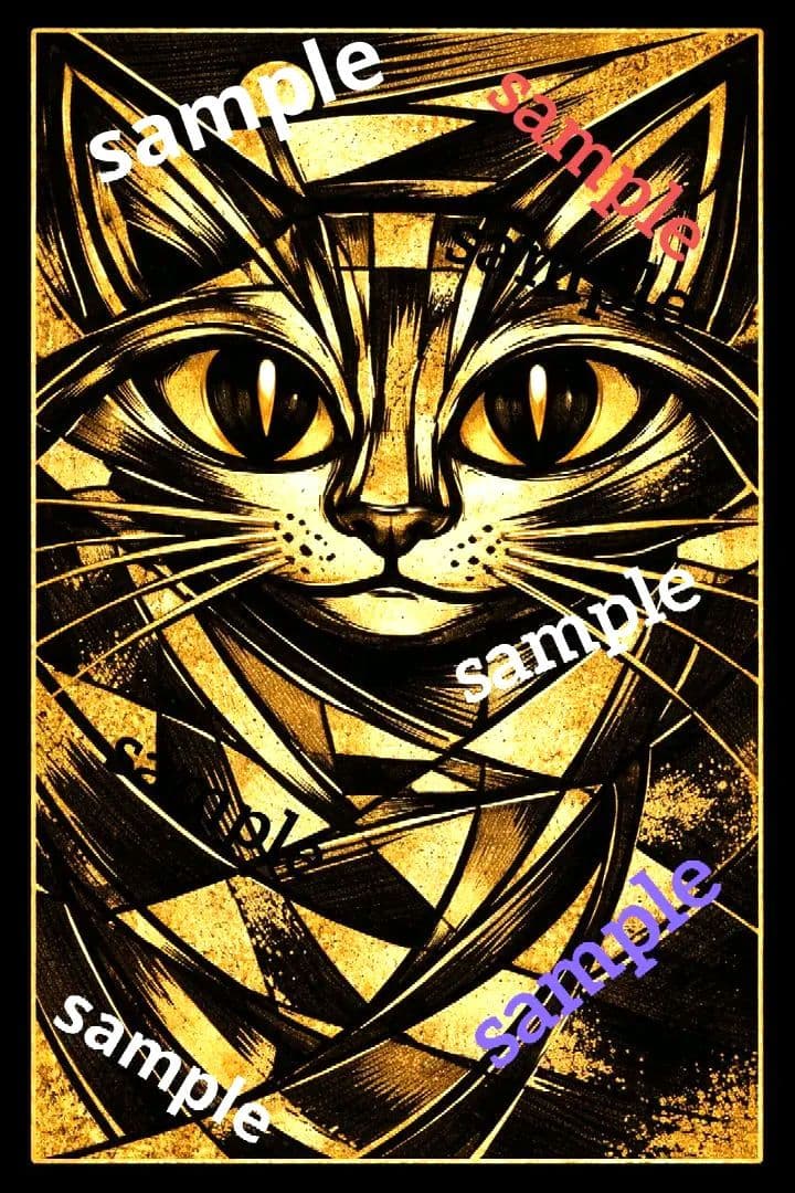 新作コッポラオリジナルアート作品 『金のまなざし』ねこアート