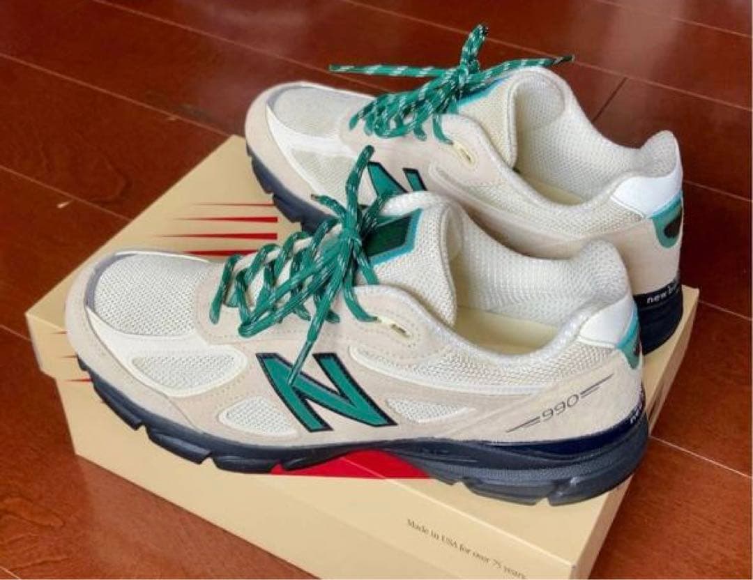 サイズ27.0 New Balance 990 スニーカー クリーム/グリーン