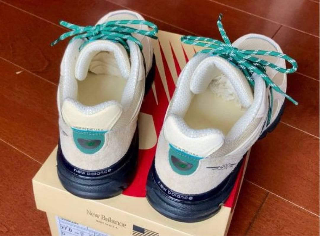 サイズ27.0 New Balance 990 スニーカー クリーム/グリーン