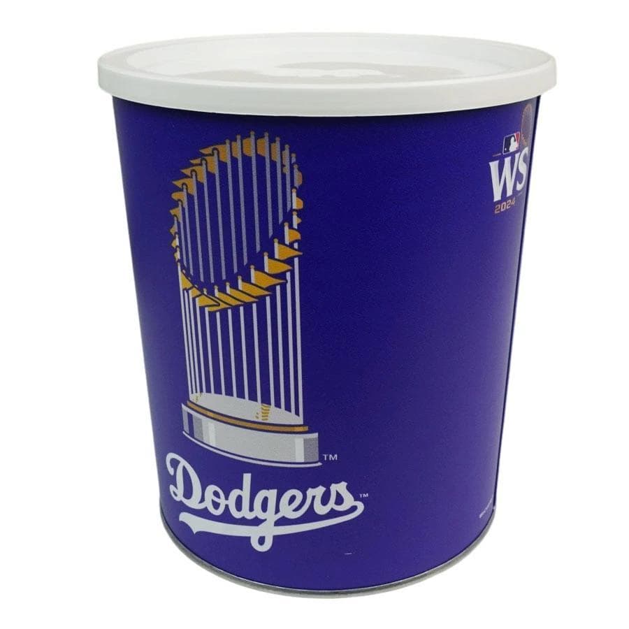 新品MLB公式dodgersドジャースワールドシリーズ蓋付アルミ缶1ガロンゴミ箱