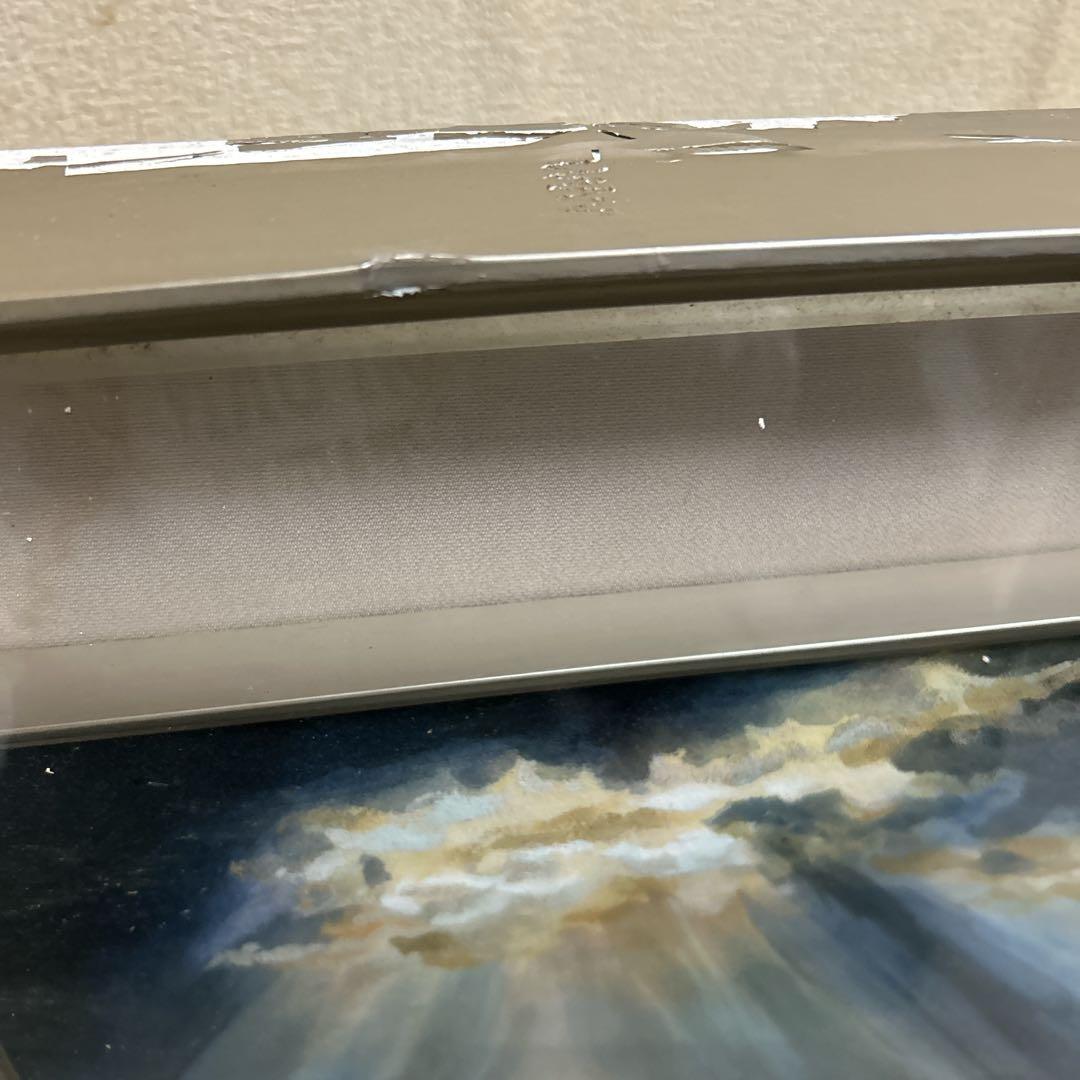 風景画 大きな額縁入り絵画　雲　光の筋