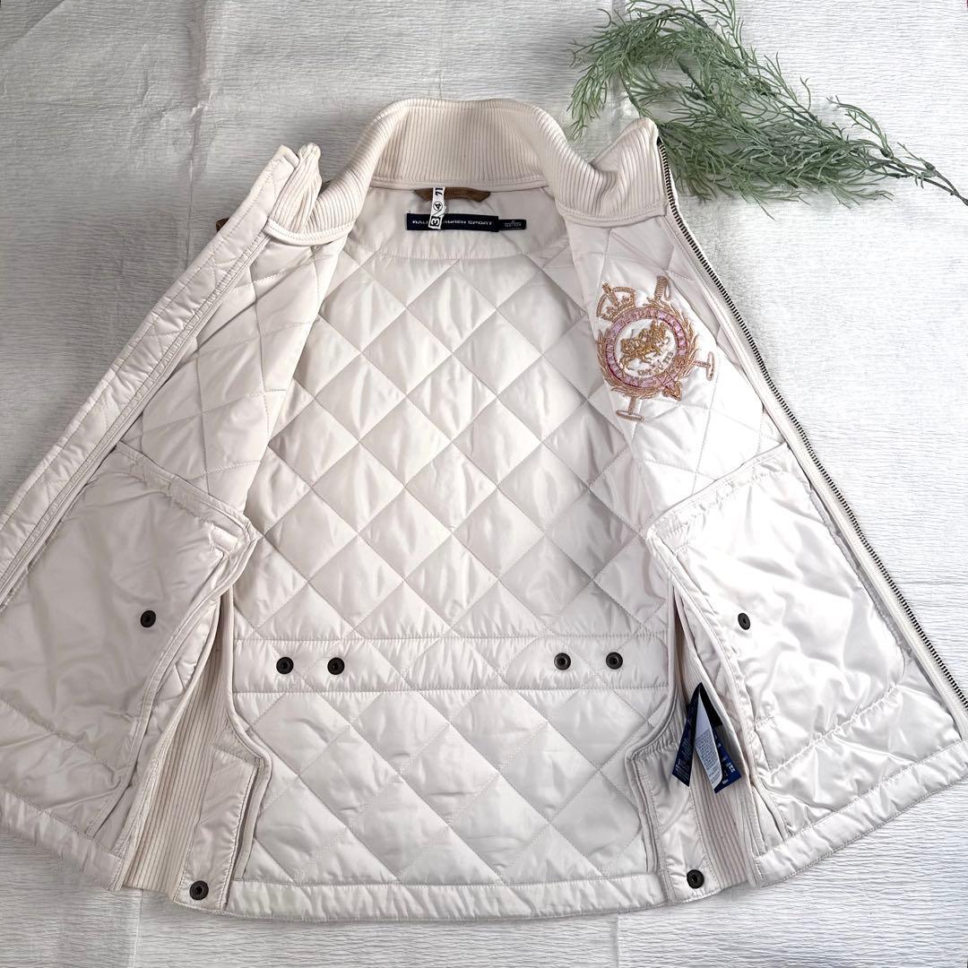 RALPH LAUREN SPORT レザートリム 中綿キルティングベスト