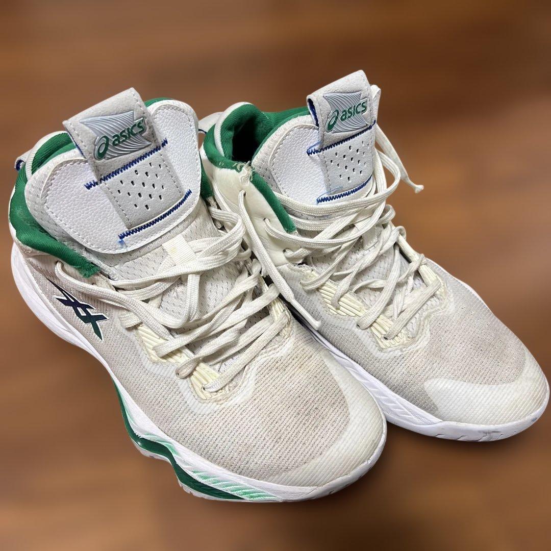 asics バスケットボールシューズ ハイカット ホワイト/グリーン