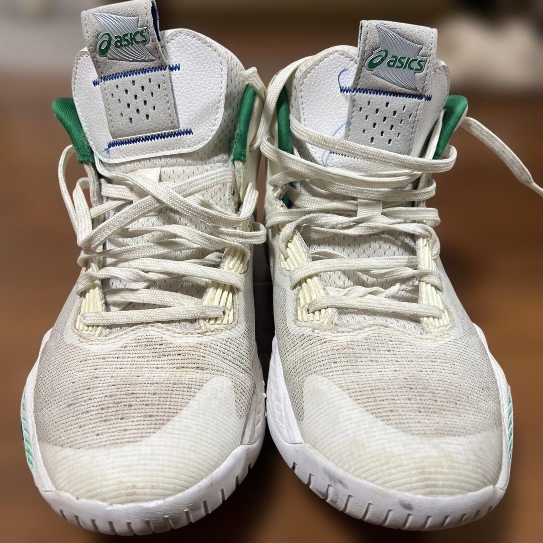 asics バスケットボールシューズ ハイカット ホワイト/グリーン