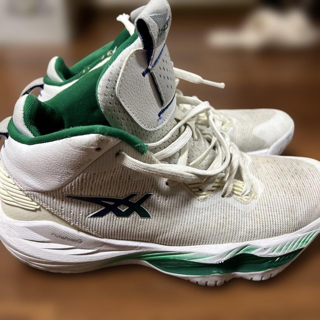 asics バスケットボールシューズ ハイカット ホワイト/グリーン