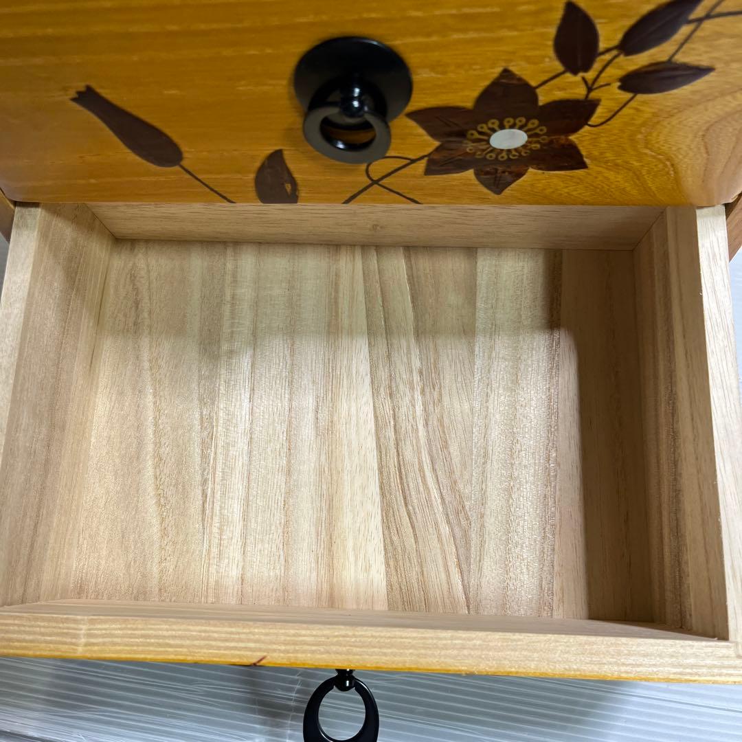 木箱　木の引き出し　　木の工芸品　くさ忠　貝入鉄仙　ニッ引出　TK-127