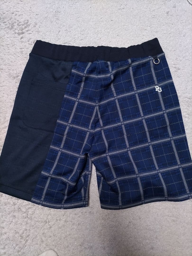 パーリーゲイツ　スウェット　ハーフパンツ　ブルー系　チェック柄