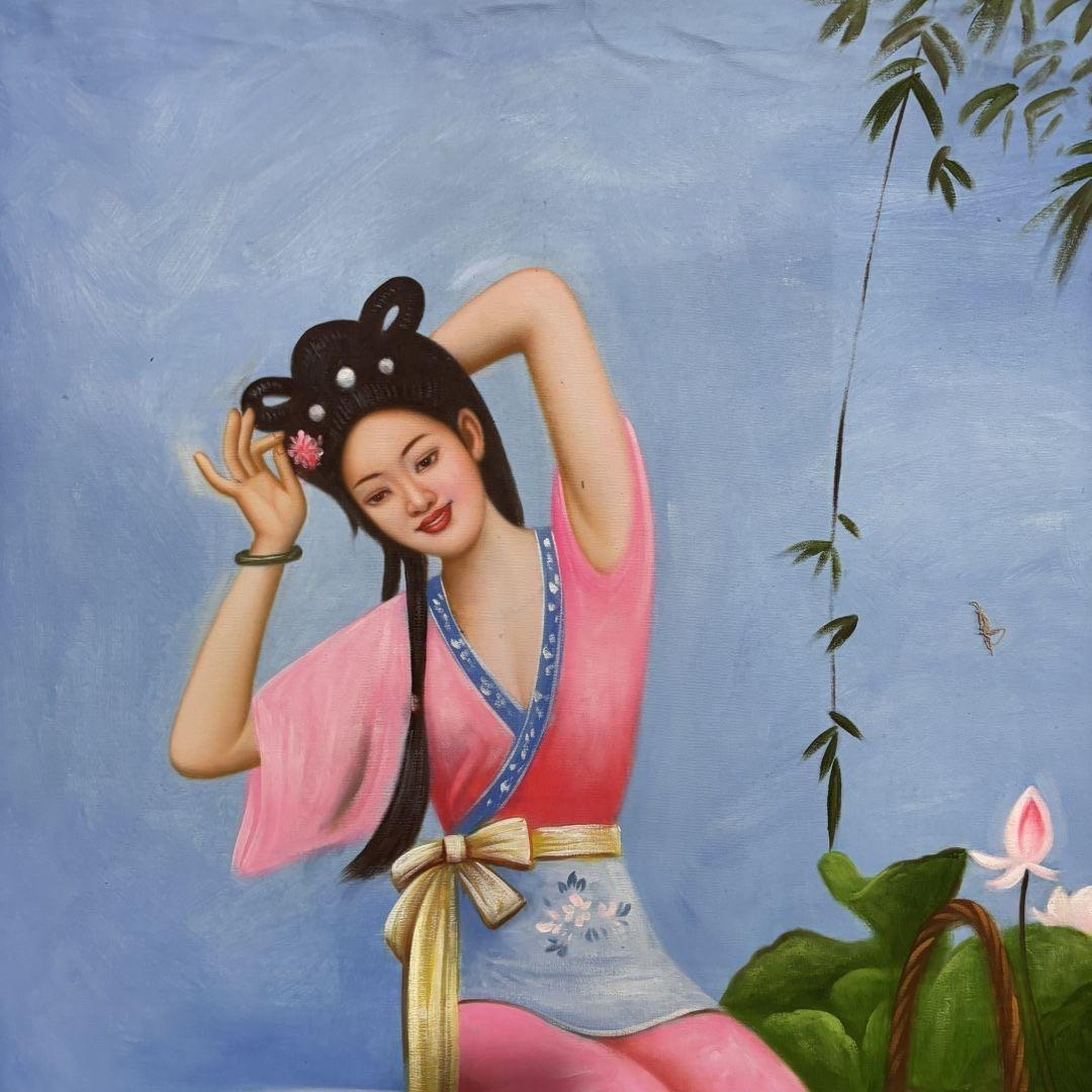 純手描き 水彩油画 人物画 刘宇一 作品図 中国絵画 約70×100cm 未表装
