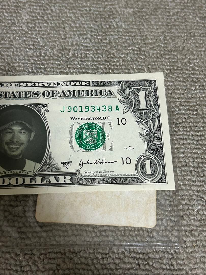 マリナーズ　イチローアメリカドル紙幣　1ドル紙幣　記念品
