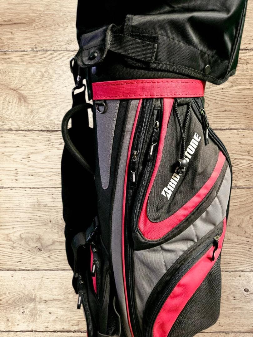 送料無料/美品　Bridgestone キャディバッグ 黒/赤/グレー