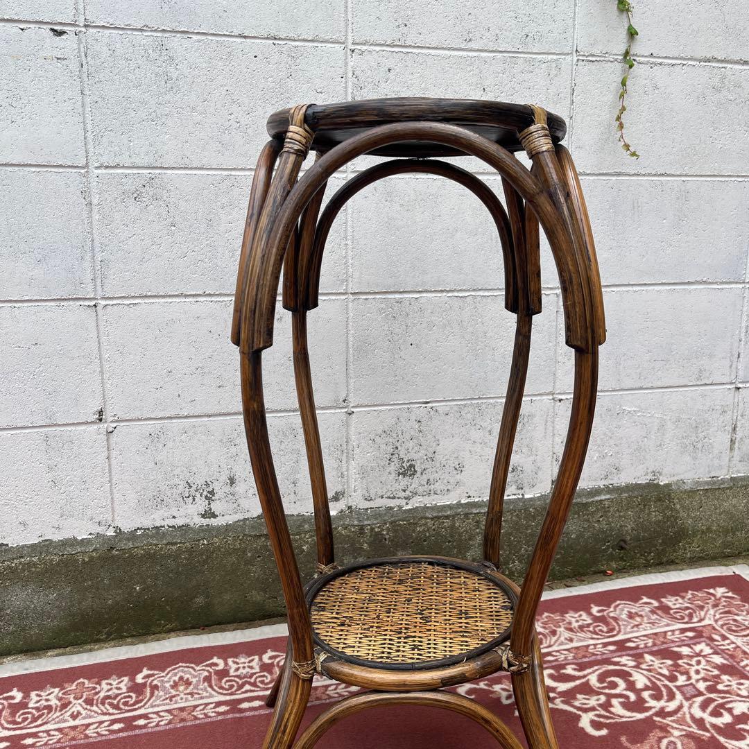 古家具 ビンテージ品◾️天然素材 籐ラタン製 ディスプレイ台 飾り台