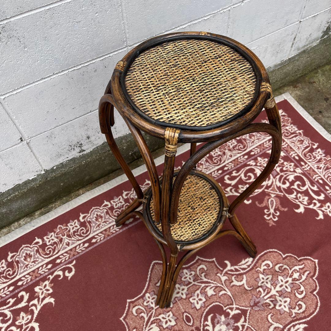 古家具 ビンテージ品◾️天然素材 籐ラタン製 ディスプレイ台 飾り台