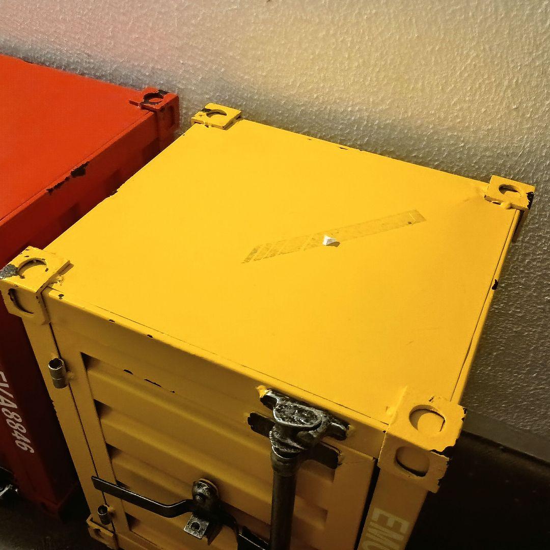 インテリア　カラフルな金属製　スタッカブルコンテナ　コンテナボックス　イエロー