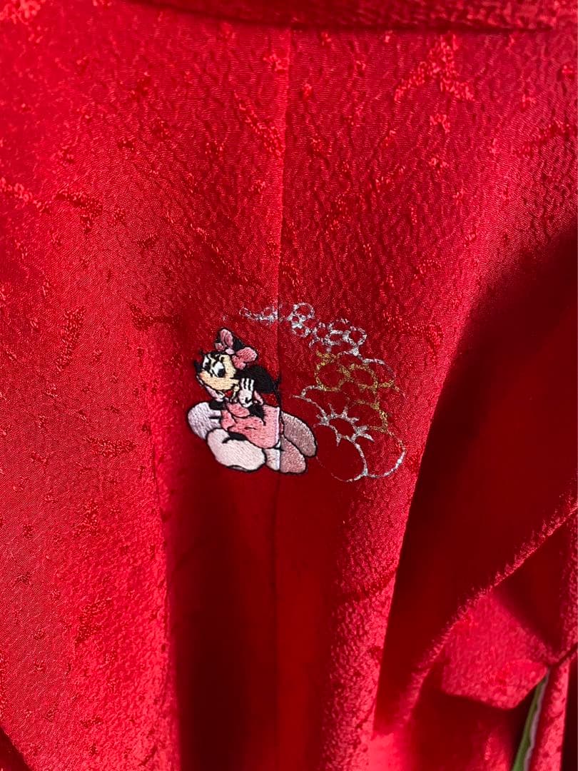 ディズニー ミニー 袴 七五三 3歳 赤 緑 巾着 レトロ可愛い