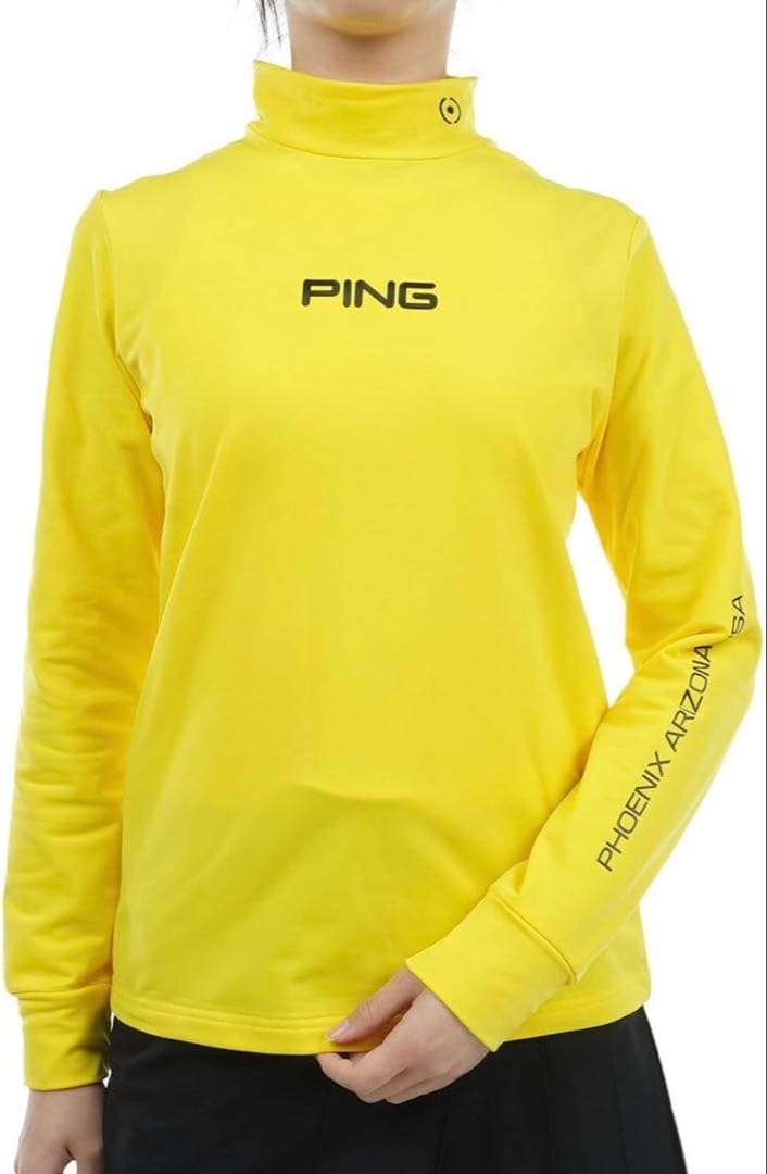 L ☆新品☆ PING エアーフレイクハイネックシャツ レディース　イエロー