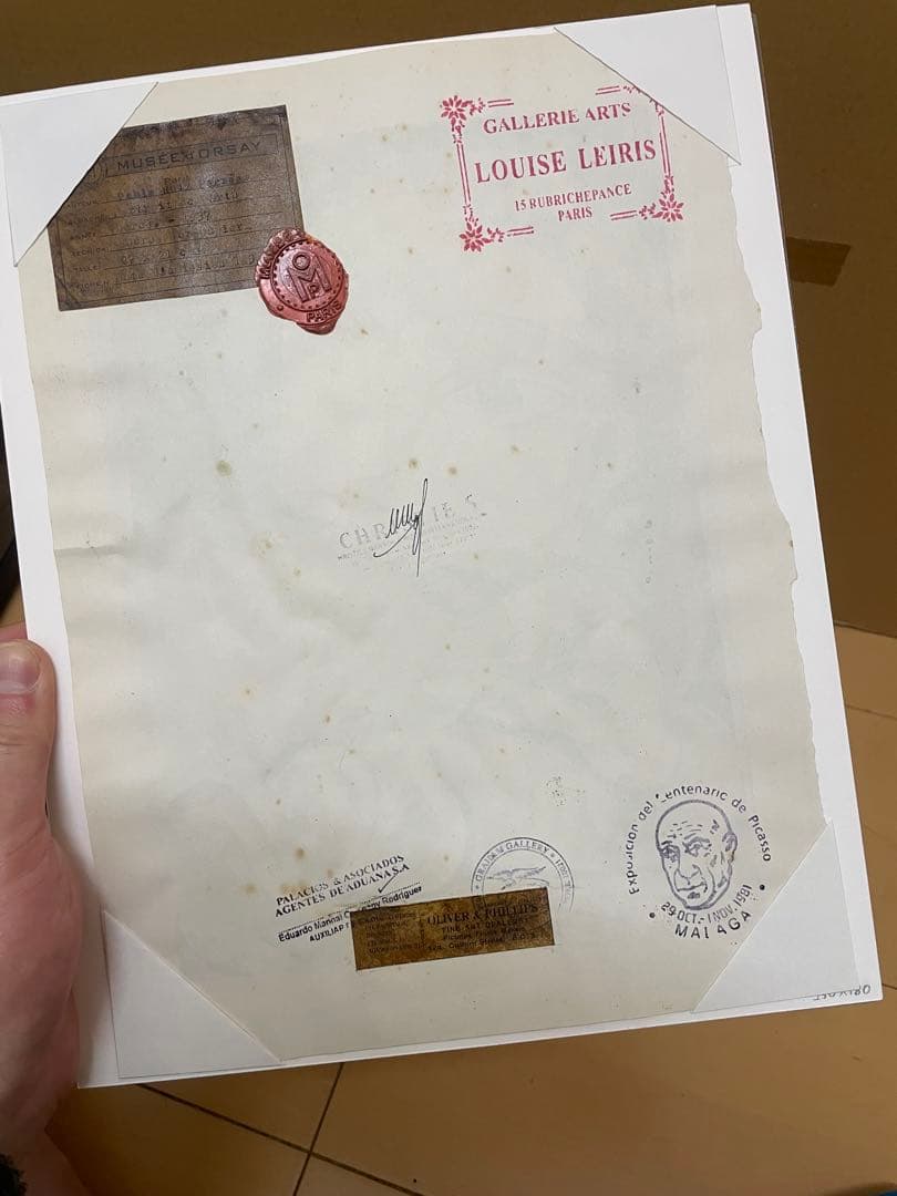 模写 ピカソ 肉筆 油彩 オルセー美術館印入り　33.5cm×27.5cm