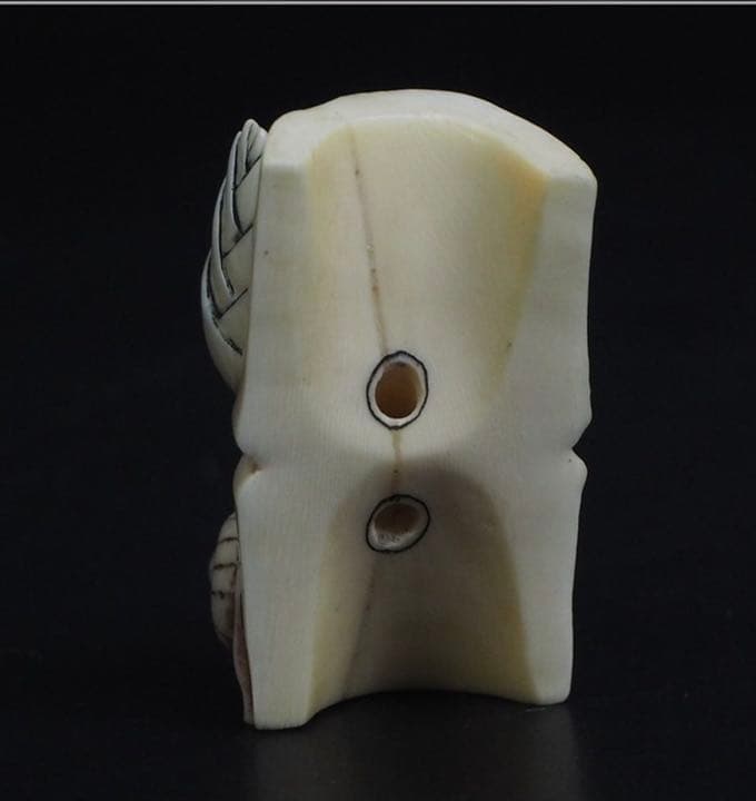送料無料　極上鯨歯/セイウチ根付 珍品 時代物