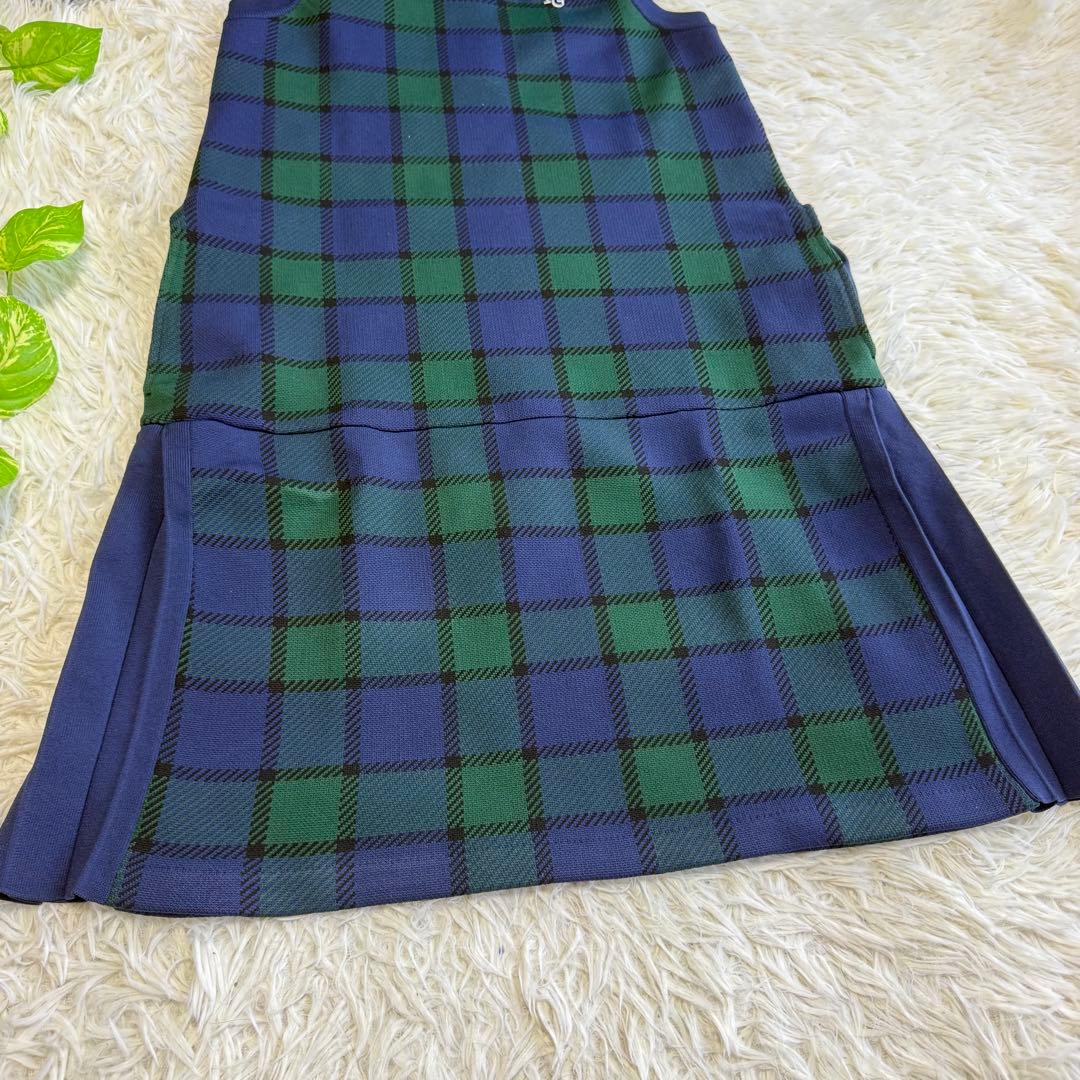 【パーリーゲイツ】美品 ニットワンピース チェック ノースリーブ 1 2way
