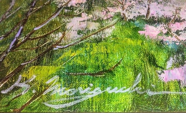 大幅値下げ‼️ 真作 油彩画 硝子面 F10 【春の長谷寺】森口勝治