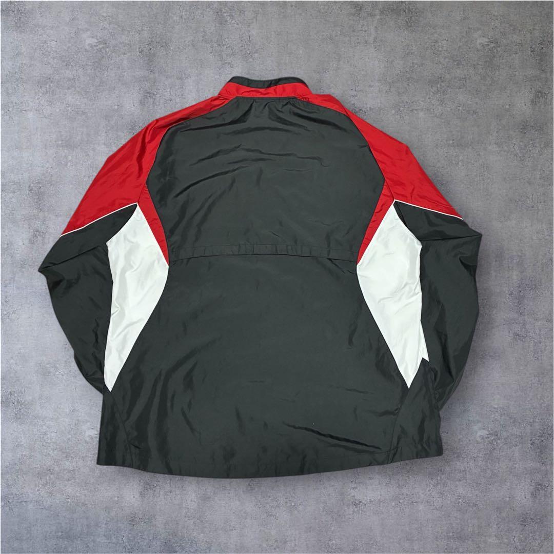 00s asics ナイロンジャケット XL 黒赤 ハーフジップ
