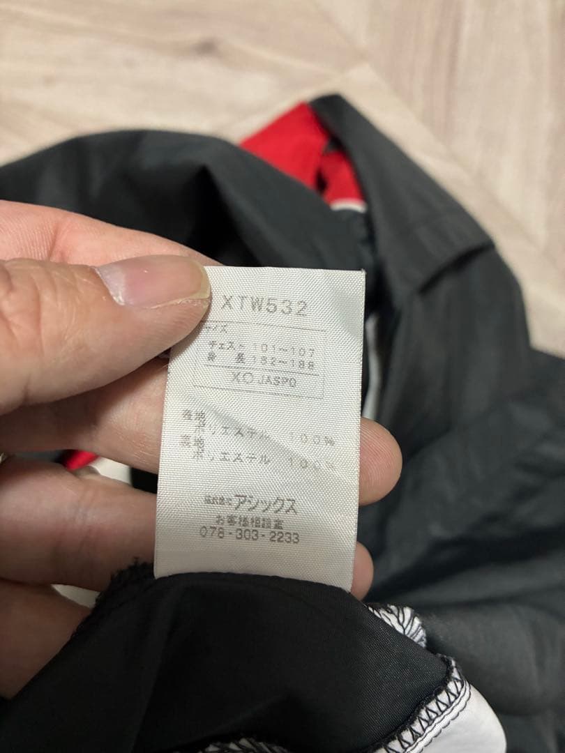 00s asics ナイロンジャケット XL 黒赤 ハーフジップ