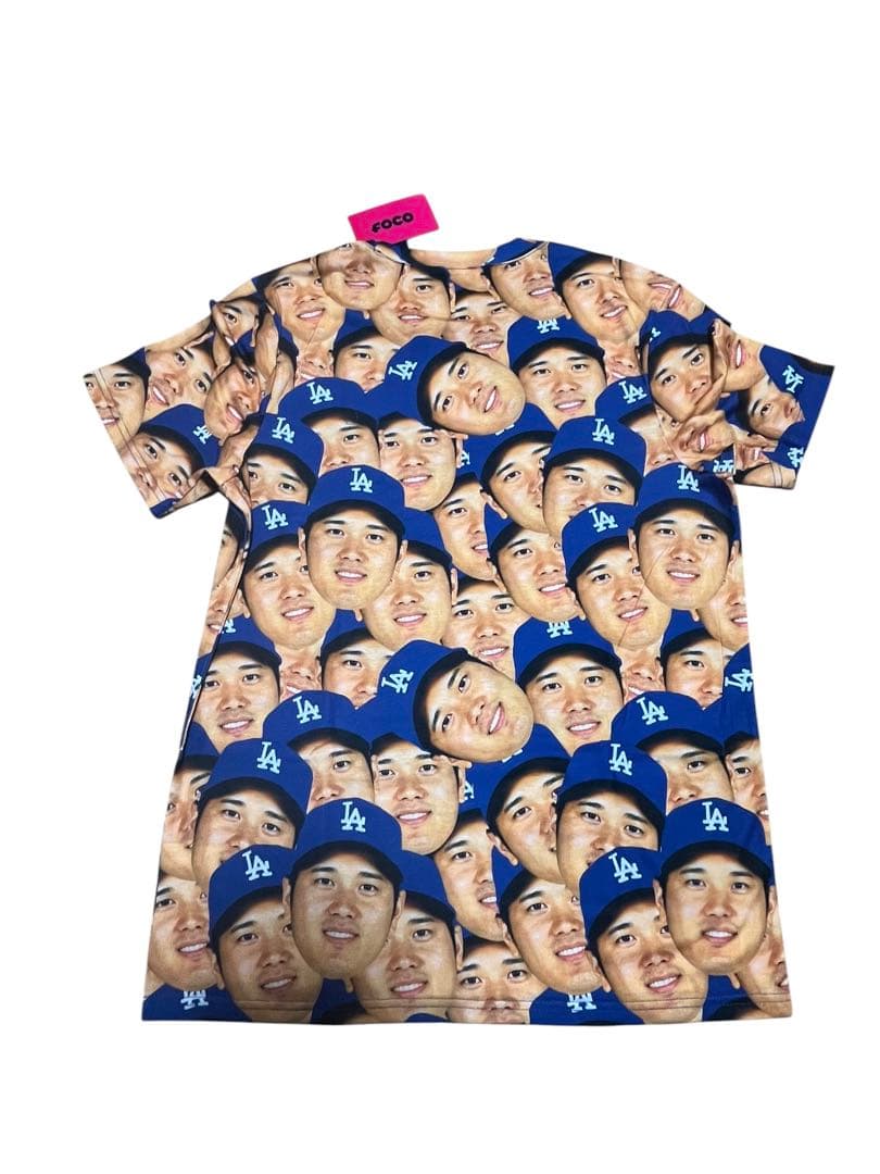 公式 新品未使用 ドジャース 大谷翔平 総柄 顔だらけ FOCO Tシャツ M