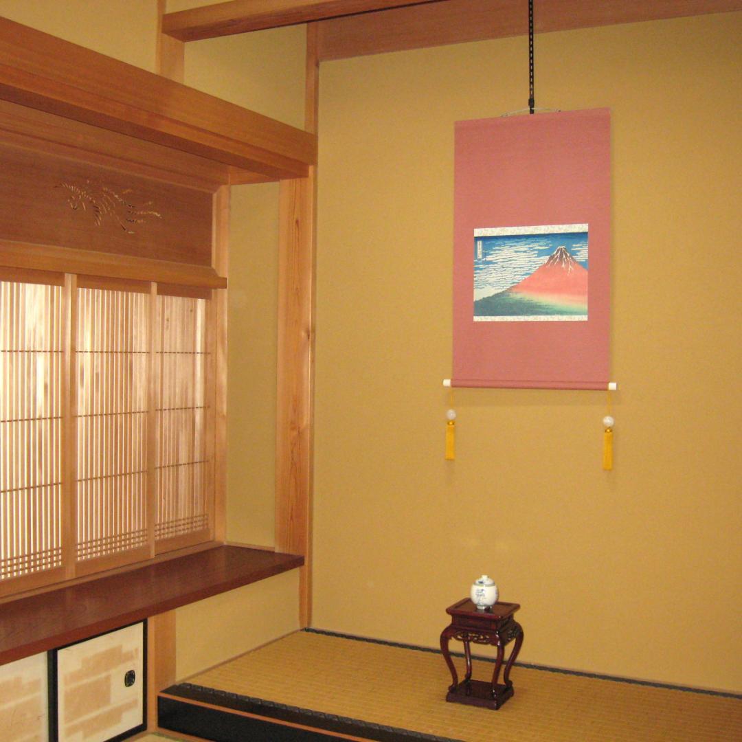 掛け軸　富嶽三十六景 凱風快晴◆葛飾北斎 （工芸作品・新品)