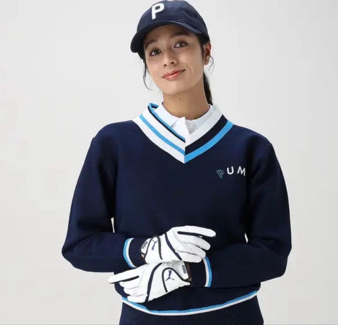 新品 PUMA ゴルフ Vネック ドラマ衣装 ニット スカート 上下セット