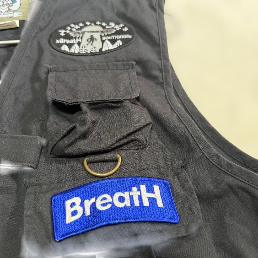 BreatH ブレス フィッシングベスト 多機能ポケット ワッペン 黒 M