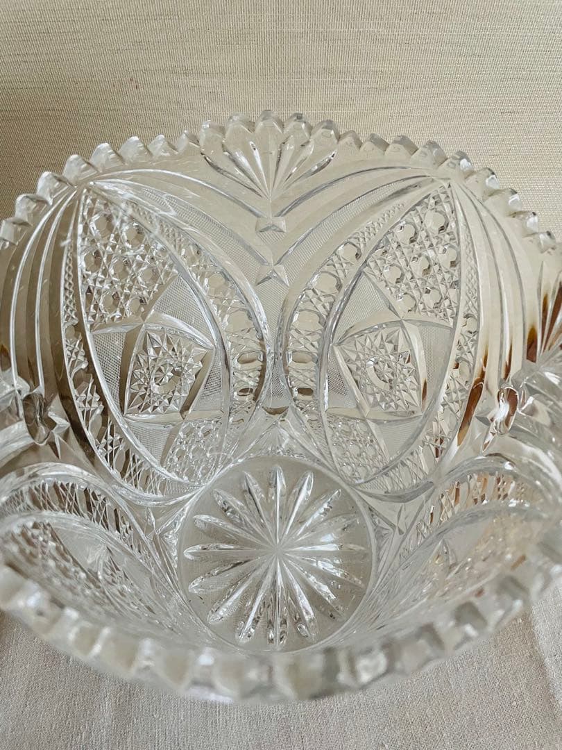 美品　ボヘミアクリスタルハンドカットガラス　花瓶　花器　ヴィンテージ