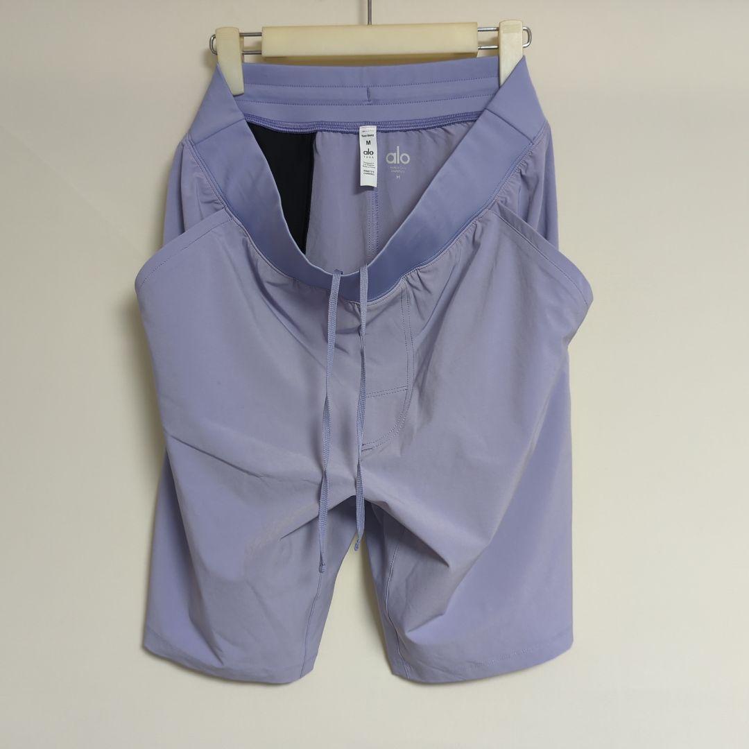 新品 alo yoga ストレッチ ショートパンツ パープル US-M