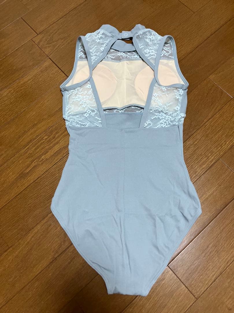 チャコット　160 水色 レース付き ハイネックレオタード