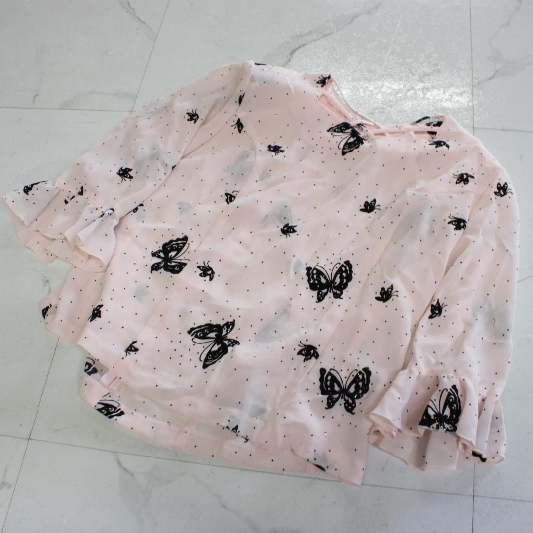 【美品 日本製社交ダンス衣装】上下セット トップス スカート 黒 水玉 上品
