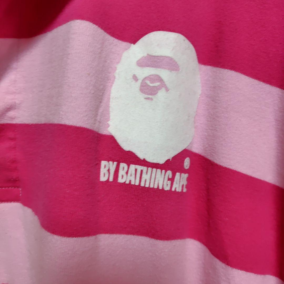 BAPE ストライプ ラガーシャツ ピンク