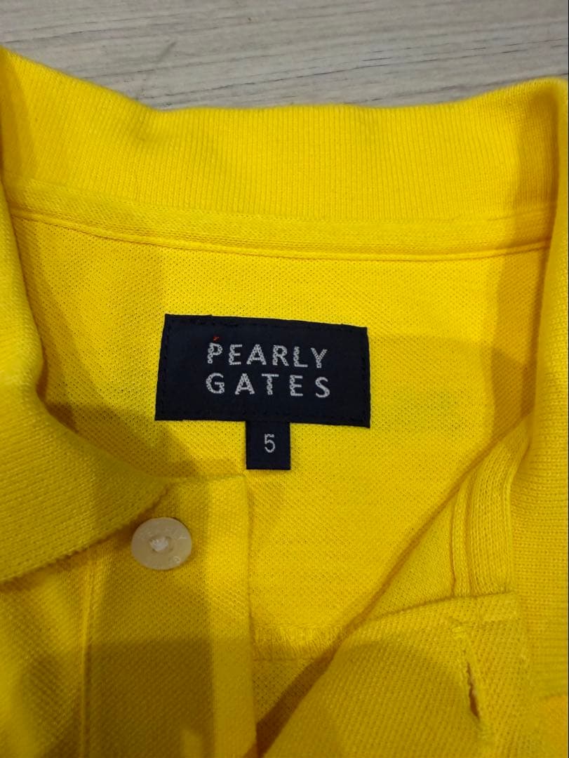 PEARLY GATES 半袖ポロシャツ サイズ5 メンズL イエロー ロゴ