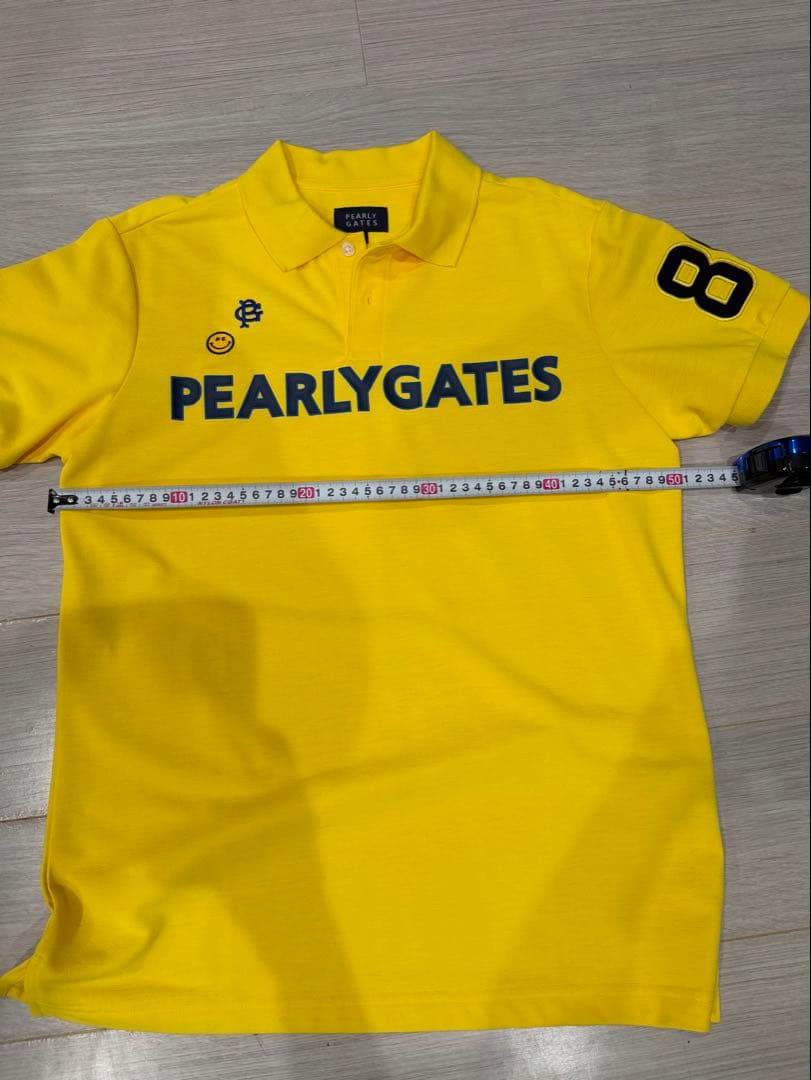 PEARLY GATES 半袖ポロシャツ サイズ5 メンズL イエロー ロゴ