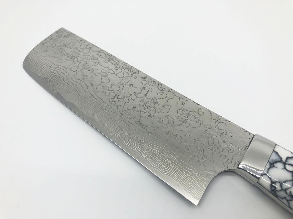 佐治武士 菜切包丁 170mm 白 R2 ダイヤ仕上げ ターコイズ