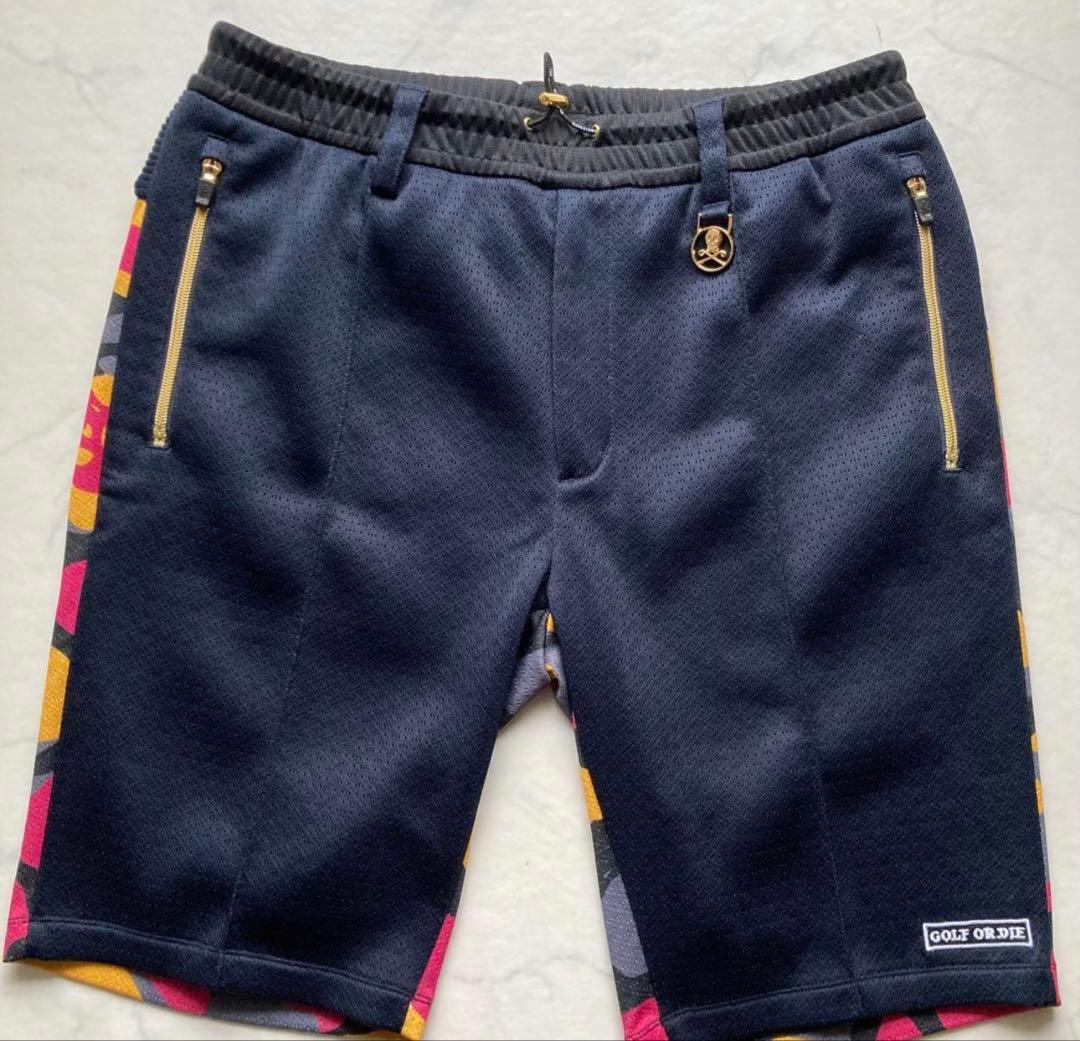 ⛳️極美品 メンズXL マークアンドロナ カモフラージュ柄 ハーフパンツ紺
