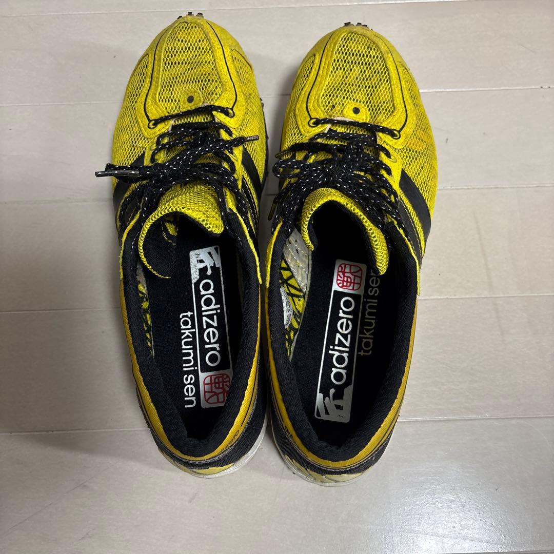 美品 adizero スパイクシューズ イエロー/ブラック　27cm