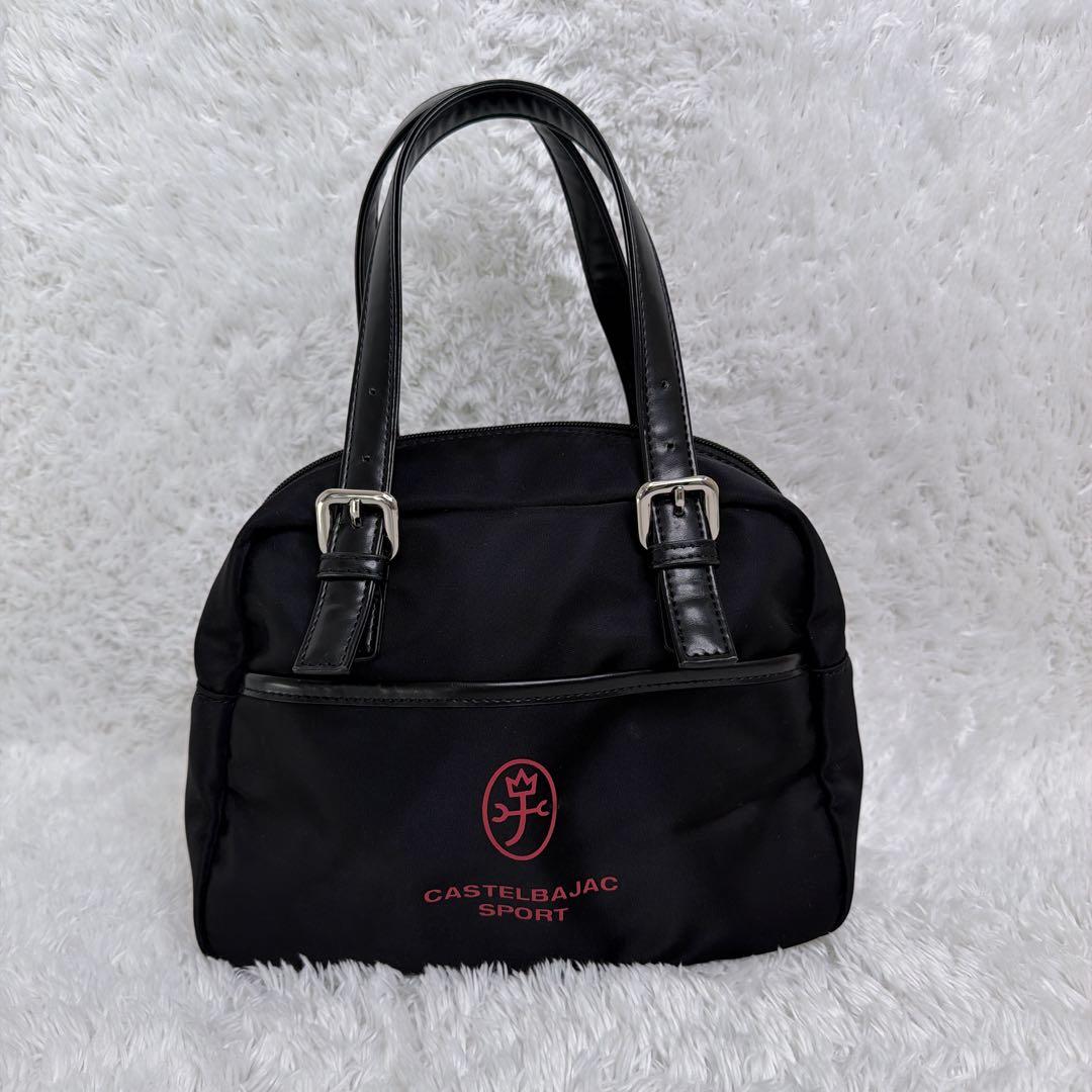 極美品✨ カステルバジャック T挿しサッチェル ラウンド バッグ ブラック